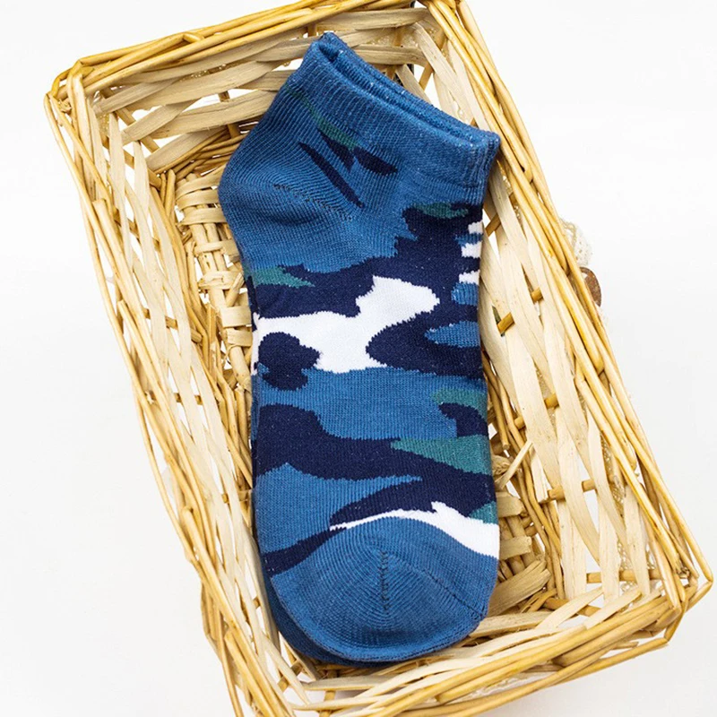 1 Pairs Men\'s Socks Spring and Summer Cotton Camouflage Army Style Casual Boat Socks Man Short Socks