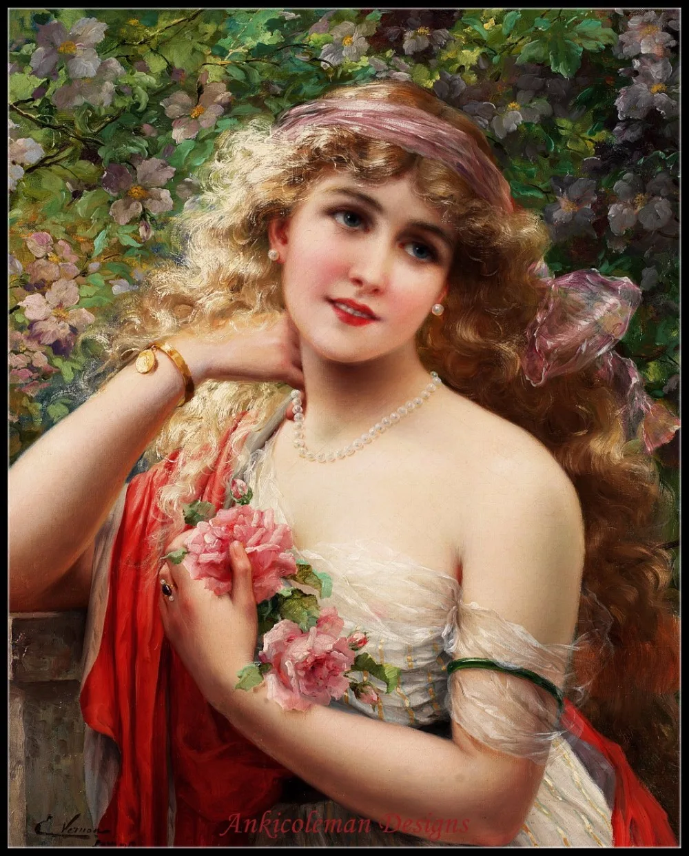 

Needlework for embroidery DIY DMC High Quality - Counted Cross Stitch Kits 14 ct Oil painting - Young Lady With Roses