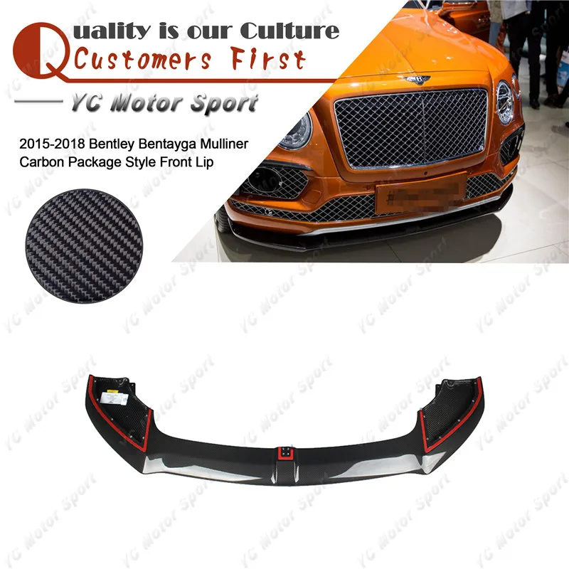 

Carbon Fiber Front Lip Fit For 2015-2018 Bentley Bentayga Mulliner Carbon Package Style Front Bumper Lower Splitter Lip