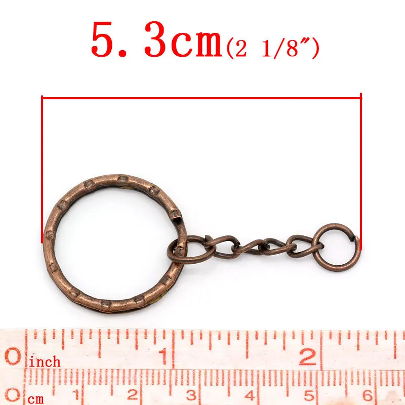 DoreenBeadsแยกKey & Keyแหวนรอบโบราณทองแดง 5.3 ซม.,30 ชิ้น (B26895), yiwuพวงกุญแจ