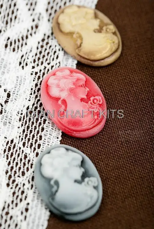 200pcs  premium Cameo Lady Victorian Portrait Cameo Oval Resin Cabochon Decoden 13x18mm mixed colors display