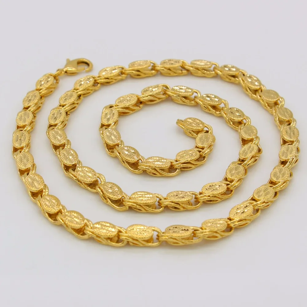 Adixyn Length 60cm Width 7mm,Ethiopian Thick Necklaces Men Women Gold Color/Copper Africa Eritrea Chunky Chain/Dubai/Arab Items