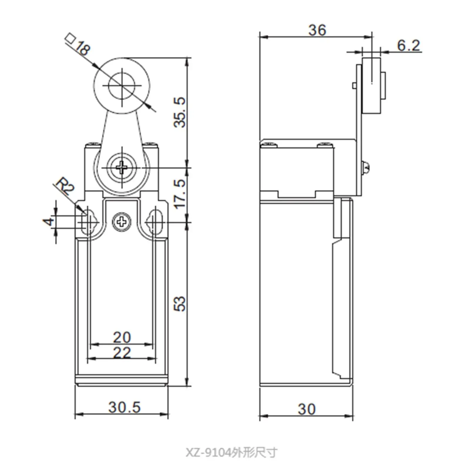 XZ-9104 10(4)/250VAC NO + NC مصغرة الحد التبديل SPDT الرول الذراع نوع IP65