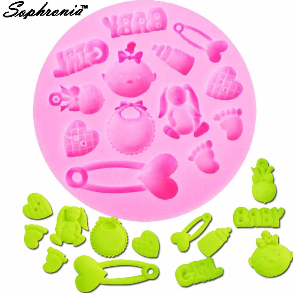 Brooch Girl Baby Feet Pin Shower Scented Fondant Ice Silicone Molds For Desserts Fondant Moulds Silicone Baking Form Kitchen