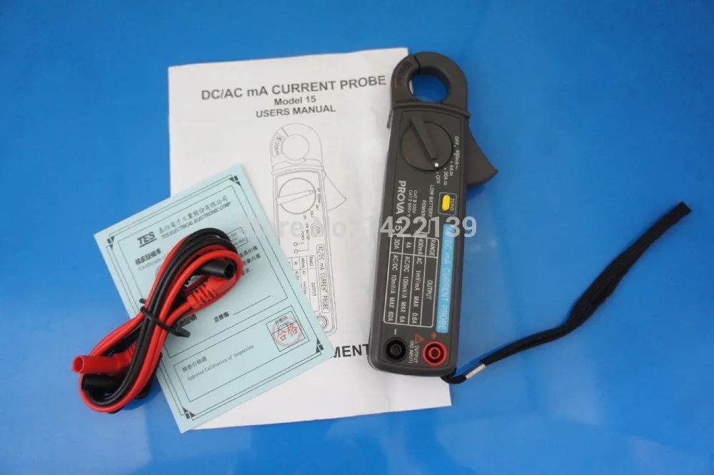 TES PROVA-15 AC/DC mA Current Probe - High Resolution DC 1mA, AC 0.1mA Clamp Meter / Leakage Current Tester