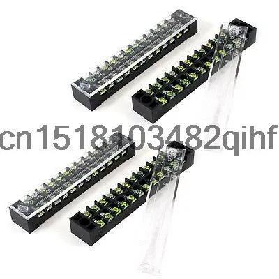 

600V 15A 12 Positions Screw Double Row Terminal Barrier 4 Pcs