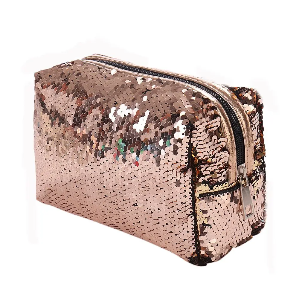 New Sequin Cosmetic Bag Color Reversible Sequin Make Up Pencil Bags Women Girls Cosmetic Case Gift