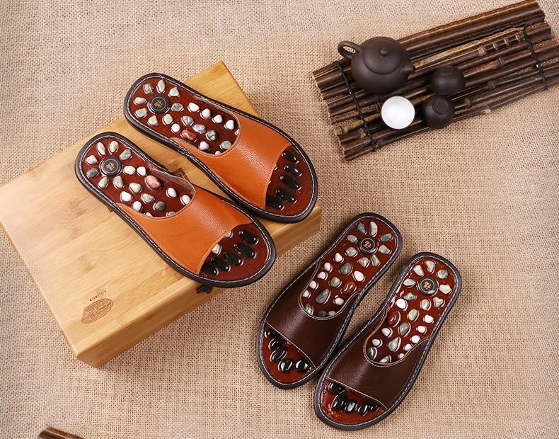 b03 natural cobblestone massage slippers slip-resistant lovers massage shoes Acupressure foot massage