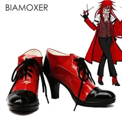 Biamoxer Customize Boots Black Butler Grell Sutcliff Cosplay Shoes Custom Any Size Anime Party Boots