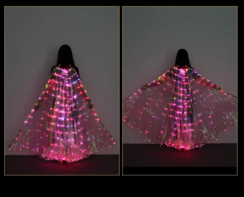 Ruoru Star Multicolor Led Isis Wings with Holding Sticks Belly Dance Stage Performance Club Light Up Costume Props 360 Open