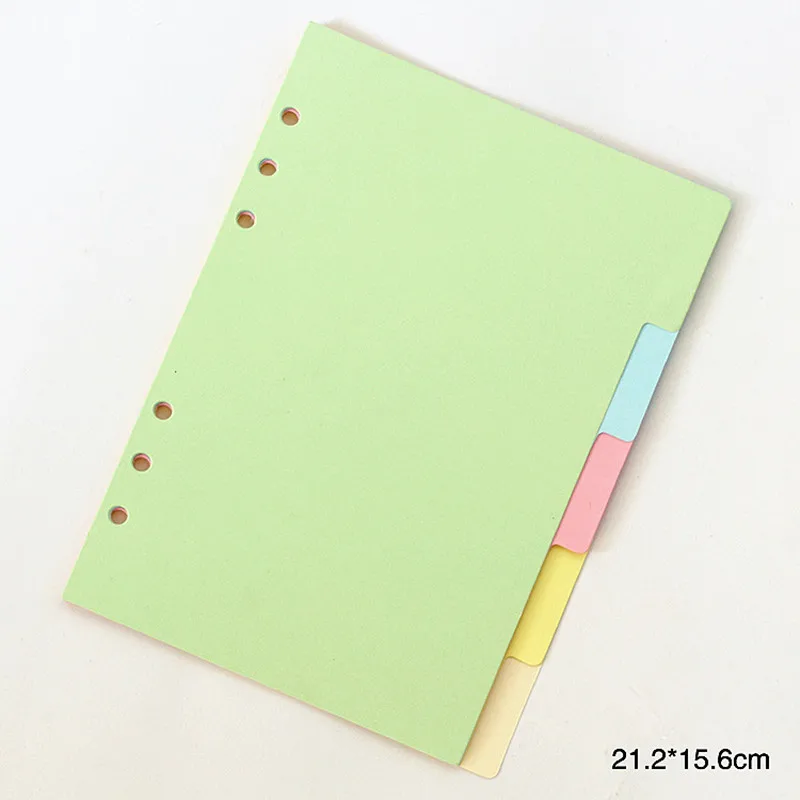 5Pcs/Lot Cute A5 Colorful Index Page Kawaii Standard 6-Hole Notebook Slip Sheet Paper Bookmark School Office Binding Supplies