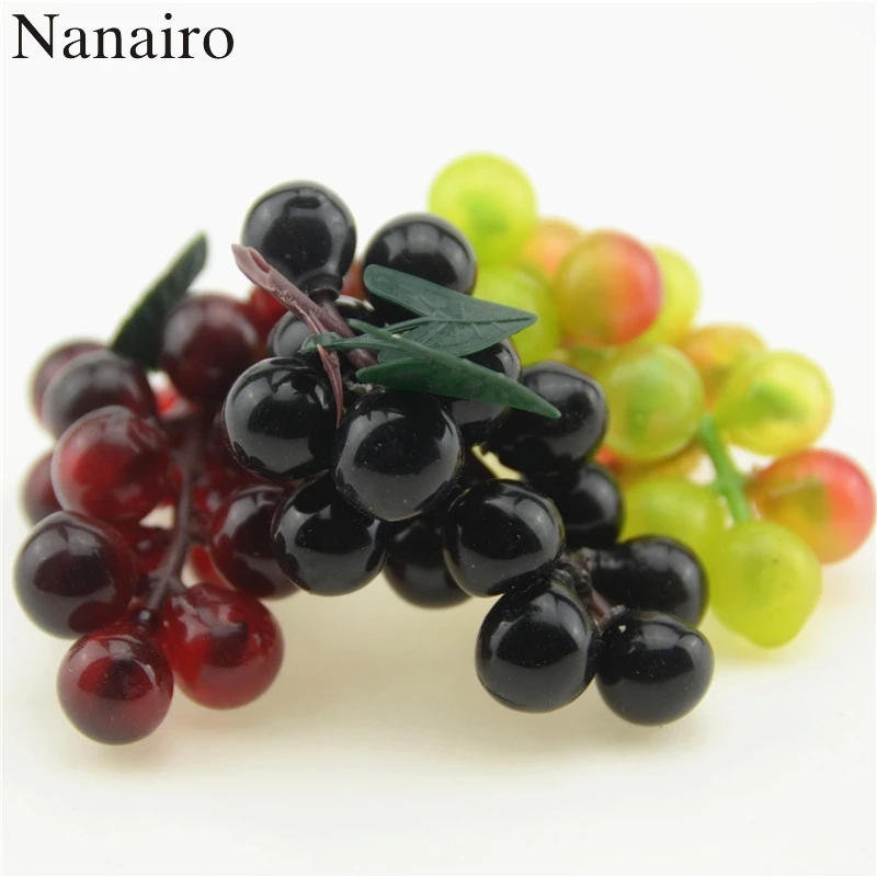 3pcs/lot Artificial Fruit Grapes Plastic Fake Decorative Fruit Lifelike Home Wedding Party Garden Decor Mini Simulation Fruit