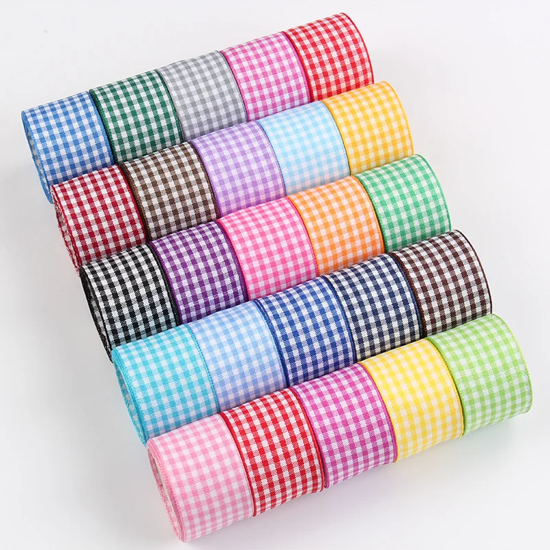 5 meters/lot Grosgrain Satin Ribbons for Wedding Christmas Party Decorations DIY Bow Craft Plaid Ribbons Card Gifts Wrap