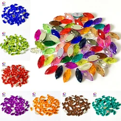 7x15mm 50 pz/lotto forma dell'occhio cucire su strass flatback, acrilico cucito pietra di cristallo per fai da te/abbigliamento artigianato/accessorio gioielli