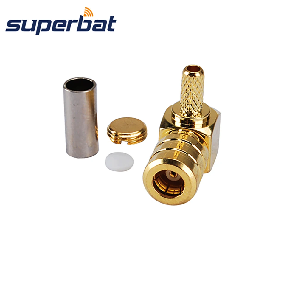 Superbat SMB Female Right Angle Crimp RF Coaxial Connector for RG316 RG174 LMR100 Cable for GPS Antenna