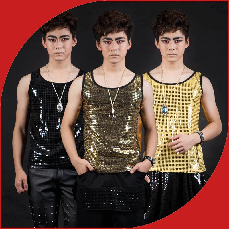 

Summer bar male ds sequin vest stage suit tide nightclub costume singer clothing