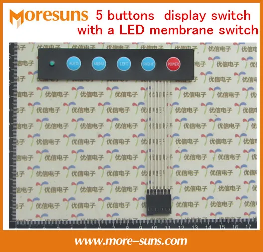 Fast Free Ship 5pcs/lot 5 buttons display switch with a LED membrane switch