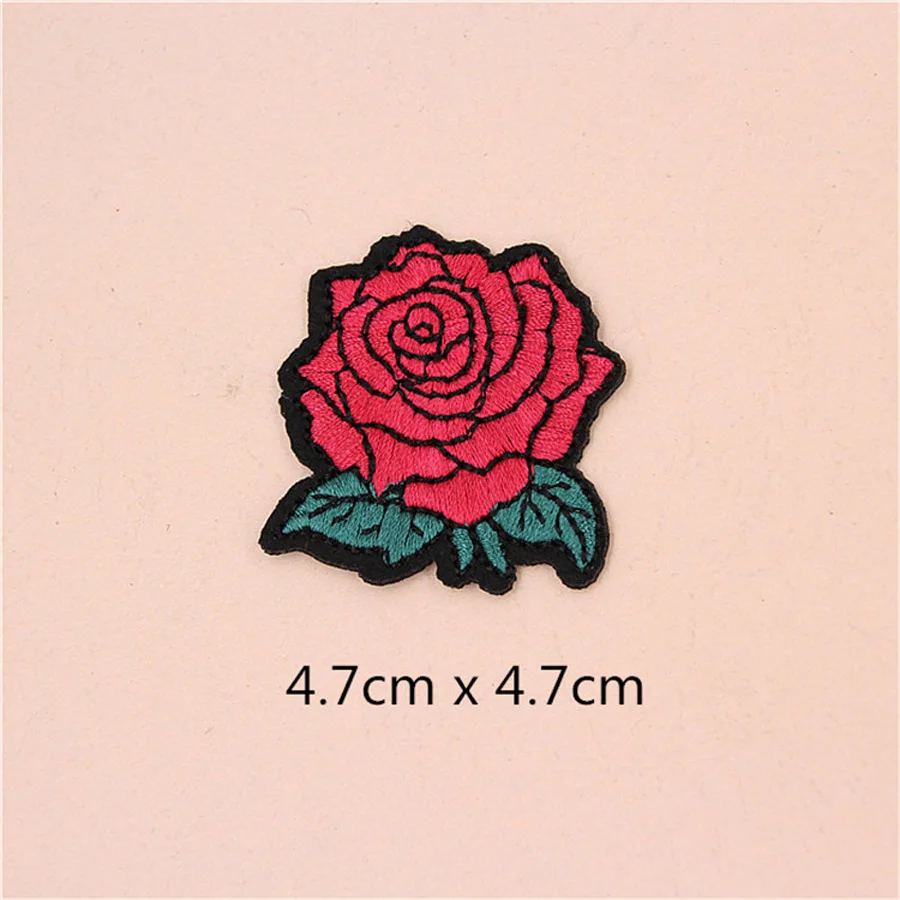 1X tessuto ricamato fiore rosa Patch vestiti adesivi borsa cucire ferro su Applique abbigliamento fai da te cucito accessori di abbigliamento BU114