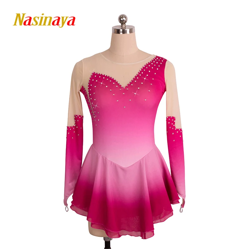 

Nasinaya Figure Skating Dress Customization Competition Women's Children's Rhythmic Gymnastics Performance Pink Rose Red