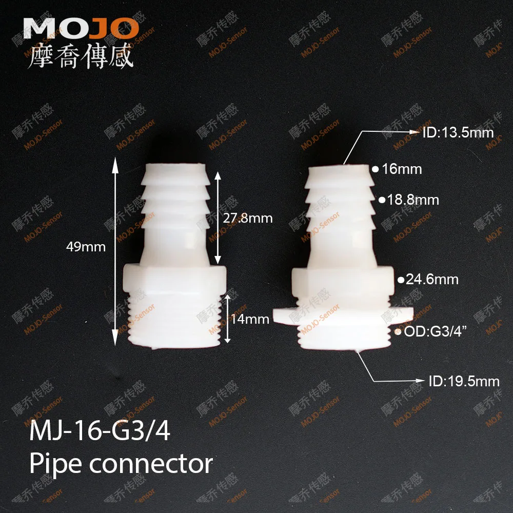 (100 개/몫) MJ-16-G3/4 직선형 조인트 16mm ~ G3/4 "수나사 커넥터 파이프 피팅