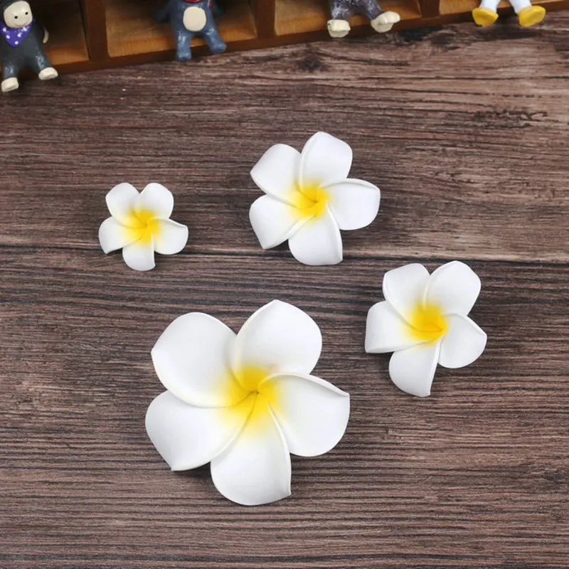 10pcs/lot 4/6/8cm Plumeria Hawaiian Foam Frangipani Artificial Flower Headdress Flowers Wedding Party Home Decoration