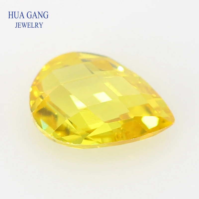 

Golden CZ Stone Pear Shape Double CheckerBoard Synthetic Gems Yellow Cubic Zirconia For Jewelry 3x5~13x18mm