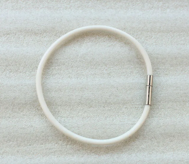 24PCS White Rubber Cord Silver Bayonet Clasp Bracelets #23489