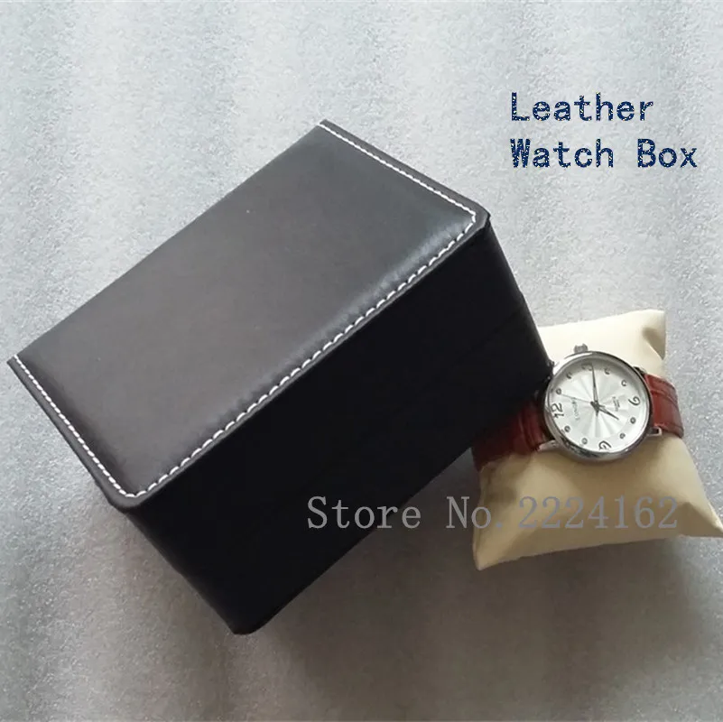 Wholesale PU Leather Watch Storage Box Black Display Gift Box For Single Watch New Packing Jewelry Boxes With Pillow B08