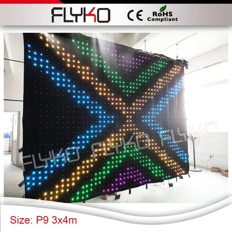 

Disco light flexible led video curtain stage backdrop decoration 3x4m P9