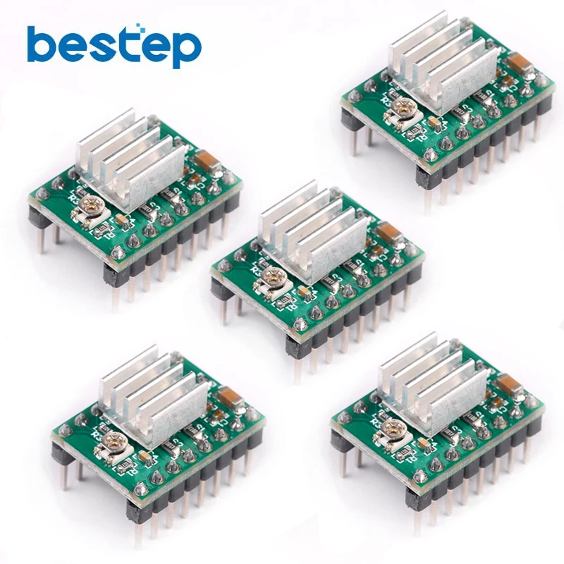 5PCS Reprap Stepper Driver A4988 Stepper Motor Driver Module with Heatsink for Ramps 1.4 CNC 3D Printer