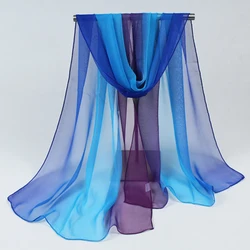 Nizza Chiffon Della Sciarpa Delle Donne di Alta Qualità di Graduale colori chiffon georgette sciarpe di seta scialle femminile disegno lungo 032