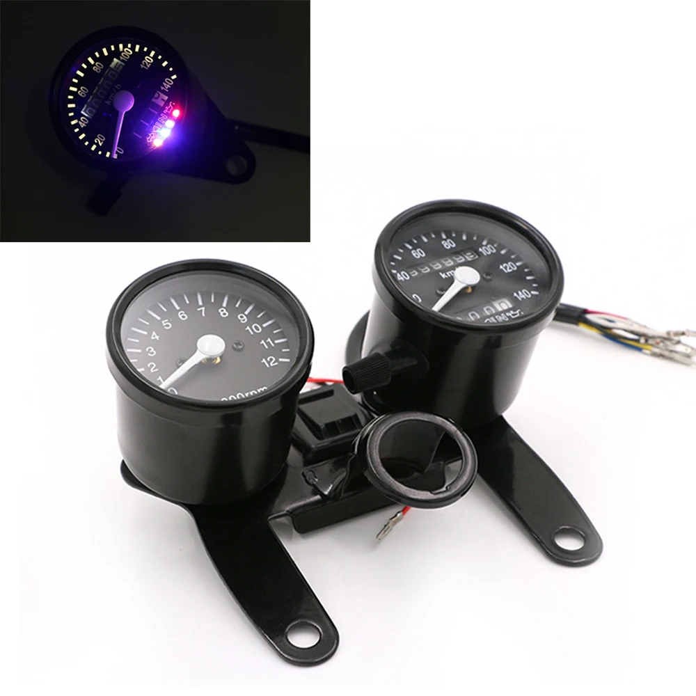 Motorcycle Retro Odometer 2 in 1 Motorcycle LED Backlight Odometer & Tachometer Speedometer Gauge Universal Odometer For Harley