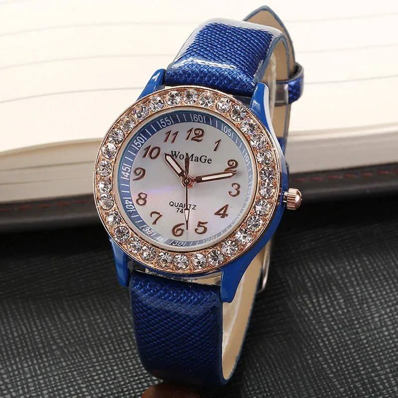 New Women Watches Crystal Watches Ladies Watches WOMAGE Fashion Casual Quartz Watch Leather Band montre femme 2020 reloj mujer