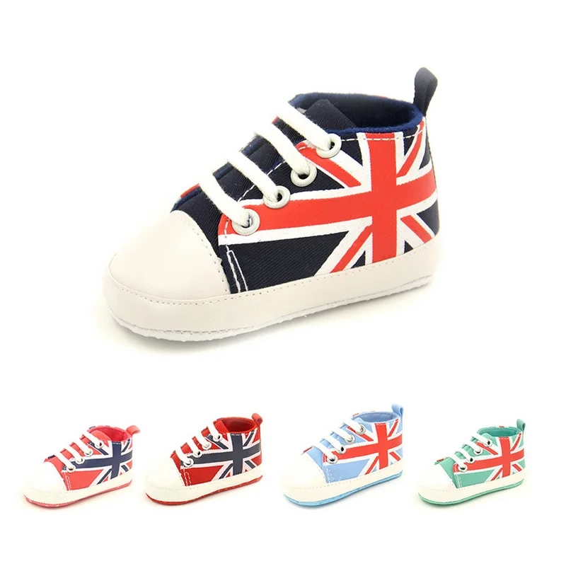 The Union Jack Newborn Shoes Anti-Slip Baby Boy Canvas Shoe Infant First Walker Girls Sneakers Children Plimsolls Boots Flag