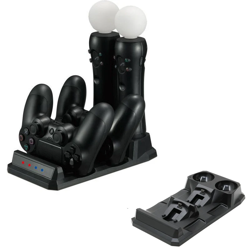 For Playstation 4 PS4 Slim Pro PS VR PS Move Motion Controllers 4 in 1 Charger USB Charging Dock Station Storage Stand Charge