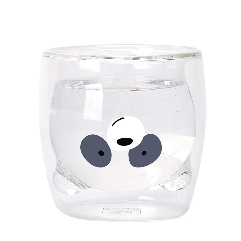 Güzel Panda çift duvarlı kupa bardak 260ml bira bira bardakları yaratıcı sabah süt cam meyve suyu bardağı isıya dayanıklı kupa bardak