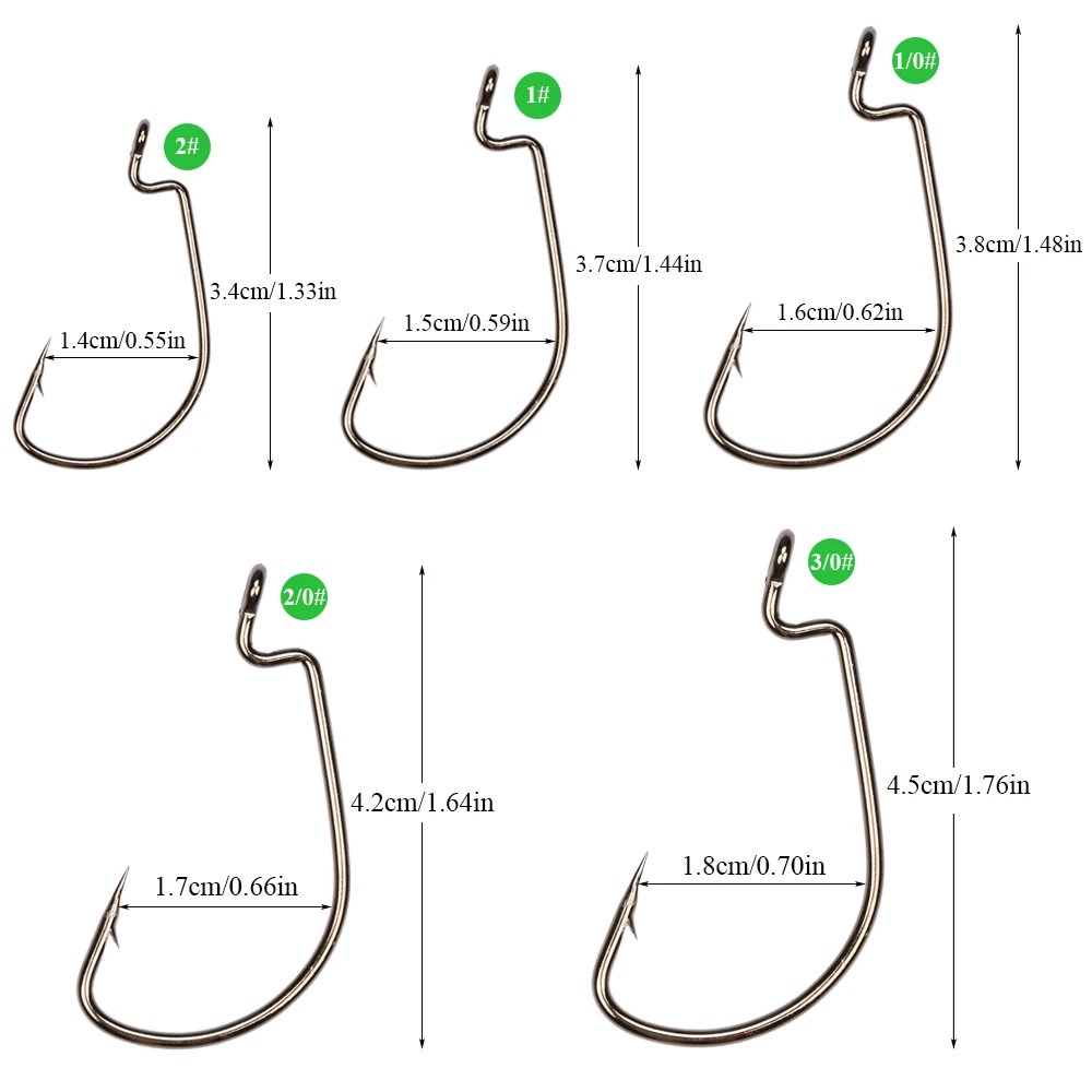 Goture 50 Cái Móc Câu Bù Đắp Fishhook Bass Móc 2 Số 1 #1/0 #2/0 #3/0 # Cao thép Carbon Fishhook Với Câu Hộp