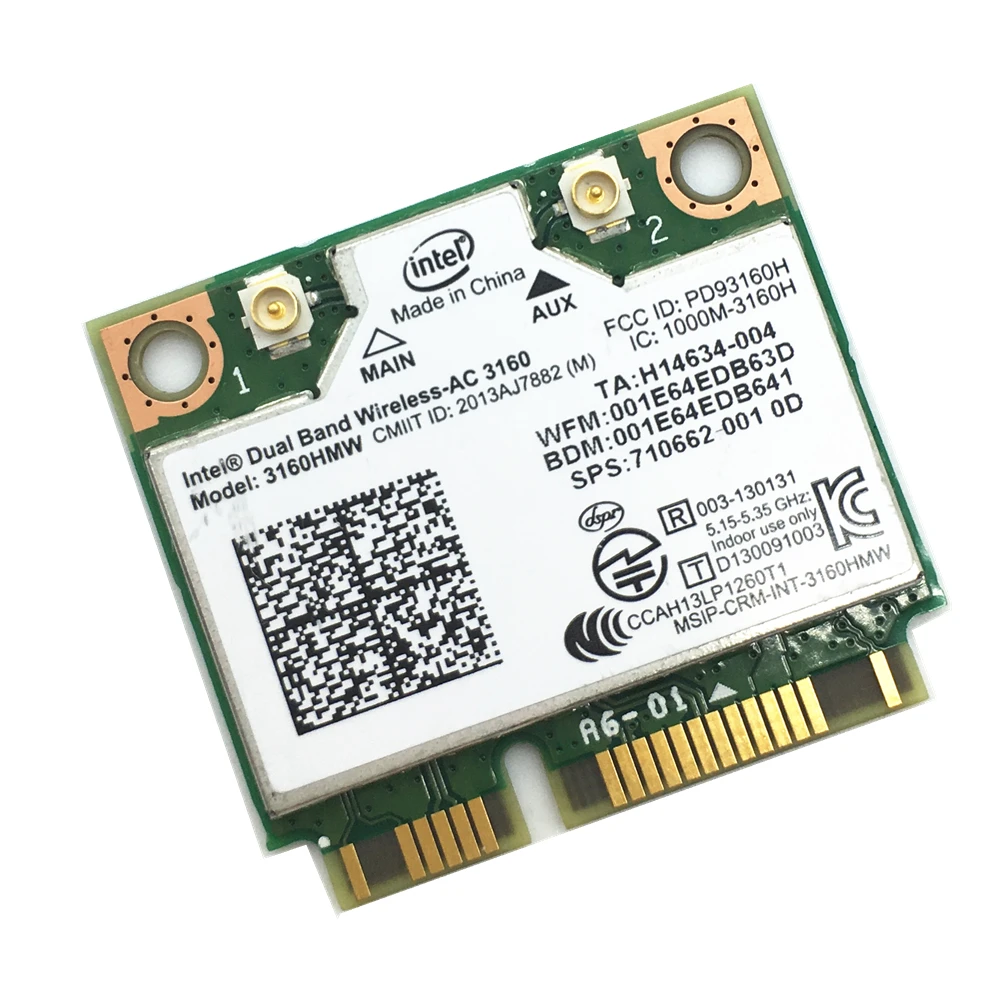 

Mini PCI-e card Dual Band 3160HMW 433Mbps 802.11ac Wireless AC Fit for Bluetooth 4.0 2.4ghz 5Ghz For Intel 3160