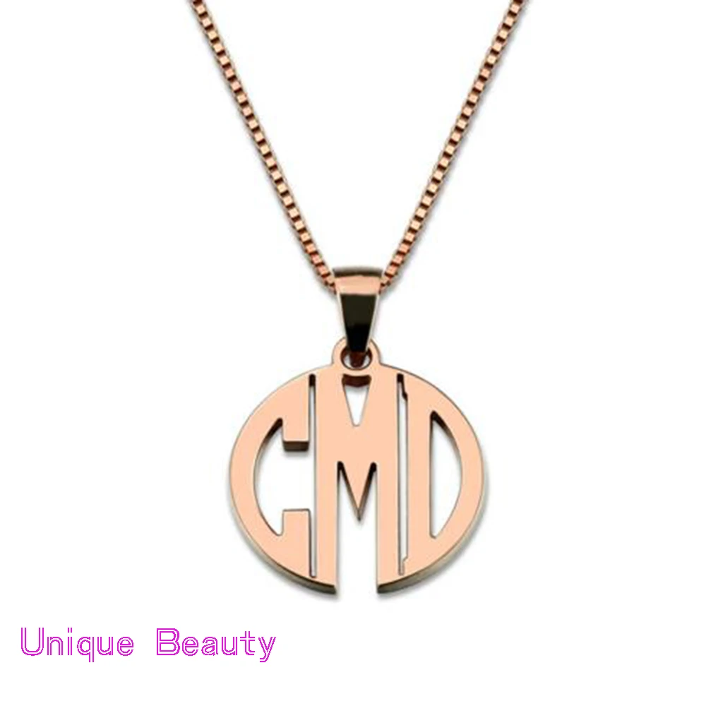 925 Silver Custom Initial Nameplate Necklaces Cut Out 3 Initials Silver Jewelry Christmas Gift 3 Plated Color