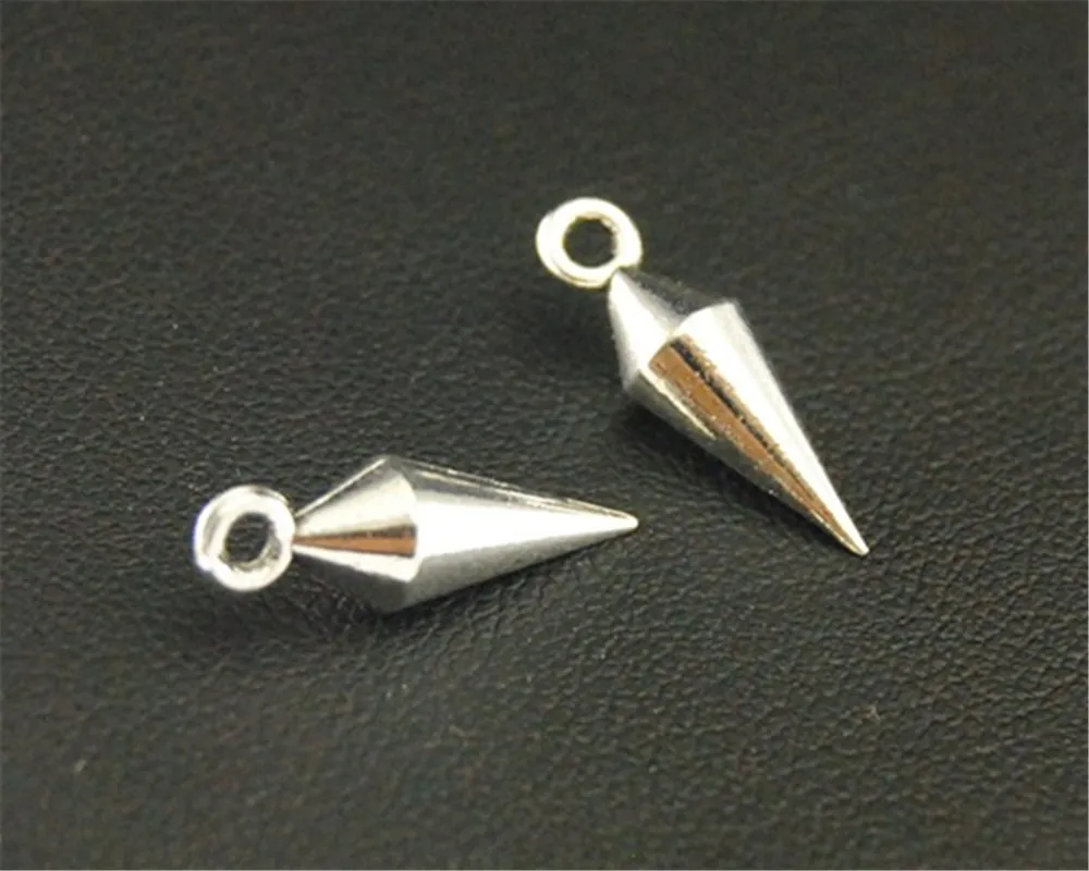 50pcs  Silver Color nail Conical Charm Pendant DIY Necklace Bracelet Bangle Findings 15x13mm A1653