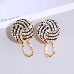 Trendy Element Gold Color Round Stud Earrings for Women Charm Shining Full Crystal Circle Earrings Wedding Jewelry Gift WX238