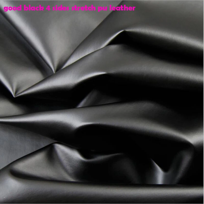 Good 69*50cm 4 Side Stretch Faux Leather Fabric Black PU Leather Fabric Pants Synthetic Faux Leather Fabric For Sewing Diy Pants