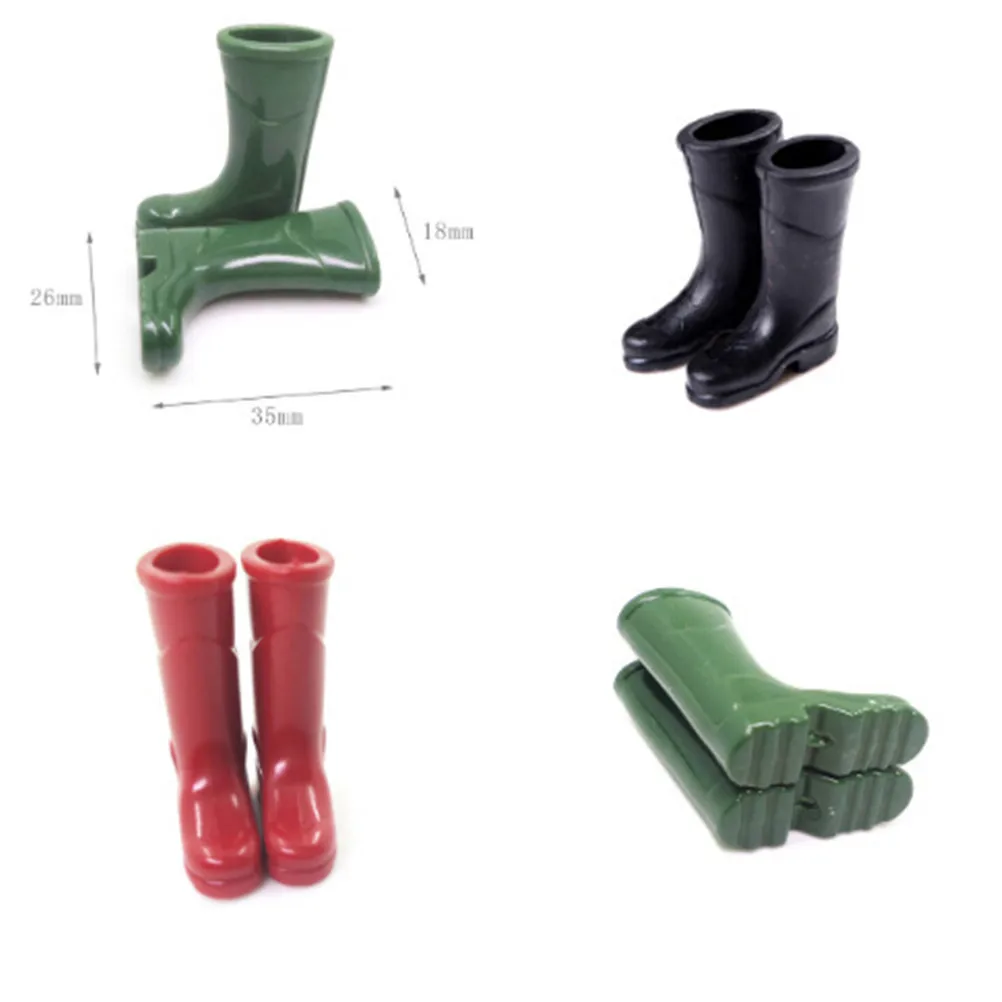 1Pairs 1/12 Scale Dollhouse Miniature Rubber Rain Boots Home Garden Yard Decoration Dolls Accessories Red Blue Black