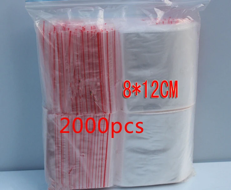 2000pcs 8x12cm pe transparent travel gift packaging bags plastic bag for necklace/jewelry diy custom ziplock clear self seal bag