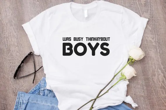 Sugarbaby Was Thinking About Boys T-Shirt Aesthetic Clothing Tumblr Grunge T shirt Fashion Girls Tops High quality T shirt