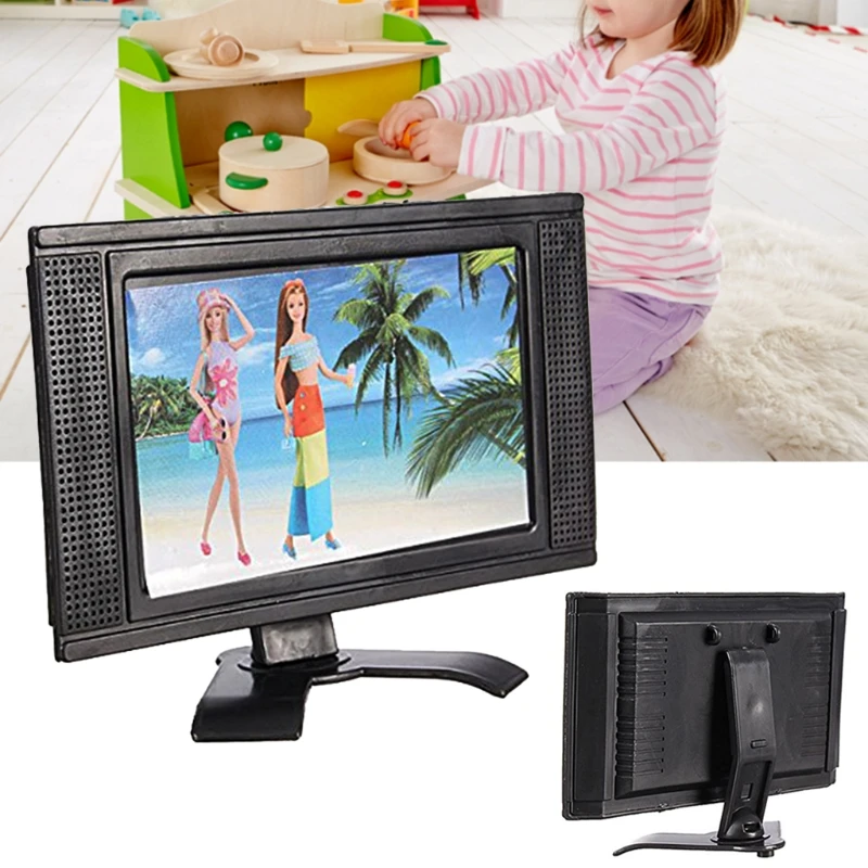 Accesorios de estructura de juguetes para muñecas Barbie, TV LCD, muebles para casa de muñecas, Sep6-A