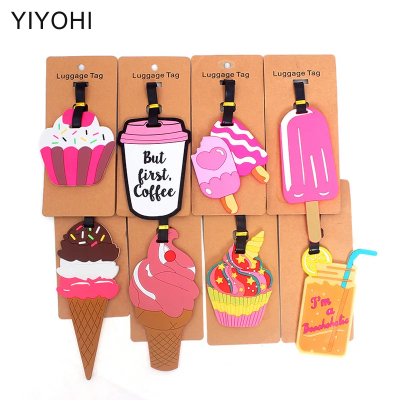 

Cute Ice Cream Travel Accessories Creative Luggage Tag Silica Gel Suitcase ID Addres Holder Baggage Boarding Tags Portable Label