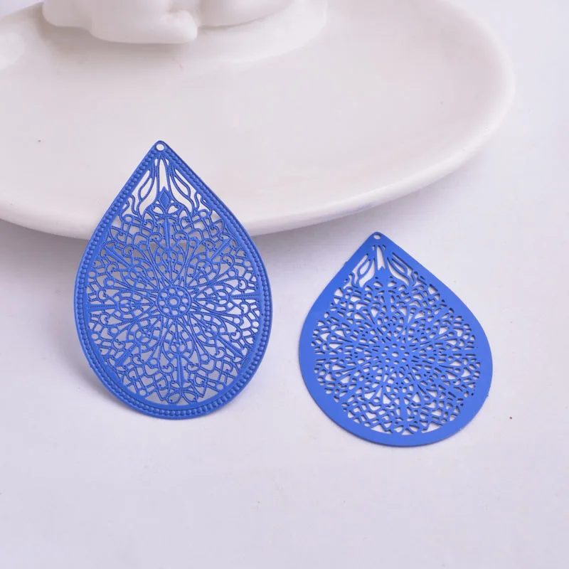 30 Stück AA1533 49*33mm Filigraner Wassertropfen Großer Anhänger aus Messing Tropfenförmiger Anhänger DIY Ohrring-Zubehör Fermoirs Pour Fabrication Bijoux – Detail 15