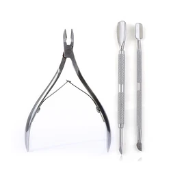 3pcs/set Stainless Steel Nail Cuticle Scissors Pushers Dead Skin Remover Nail Art Manicure Tools