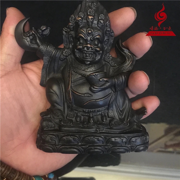 The antique Buddha's two-arm Mahagara 12 cm red copper/old model originated from Bambang Temple/Karmapa/Tibet al Yoga Statues